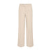 Beige wide leg bukser fra Pulz med høj talje, bæltestropper og pressefolder set forfra