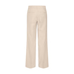 Beige wide leg bukser fra Pulz set bagfra med to baglommer