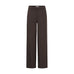 Brune wide leg bukser fra Pulz i Espresso set forfra med høj talje, lynlås og pressefolder