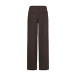 Brune wide leg bukser i Espresso set bagfra med to baglommer og bæltestropper