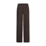 Brune wide leg bukser i Espresso set bagfra med to baglommer og bæltestropper