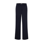 Navy wide leg bukser fra Pulz med høj talje, læg og pressefolder set forfra