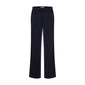 Navy wide leg bukser fra Pulz med høj talje, læg og pressefolder set forfra
