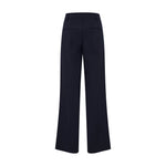 Navy wide leg bukser fra Pulz set bagfra med to baglommer og bæltestropper