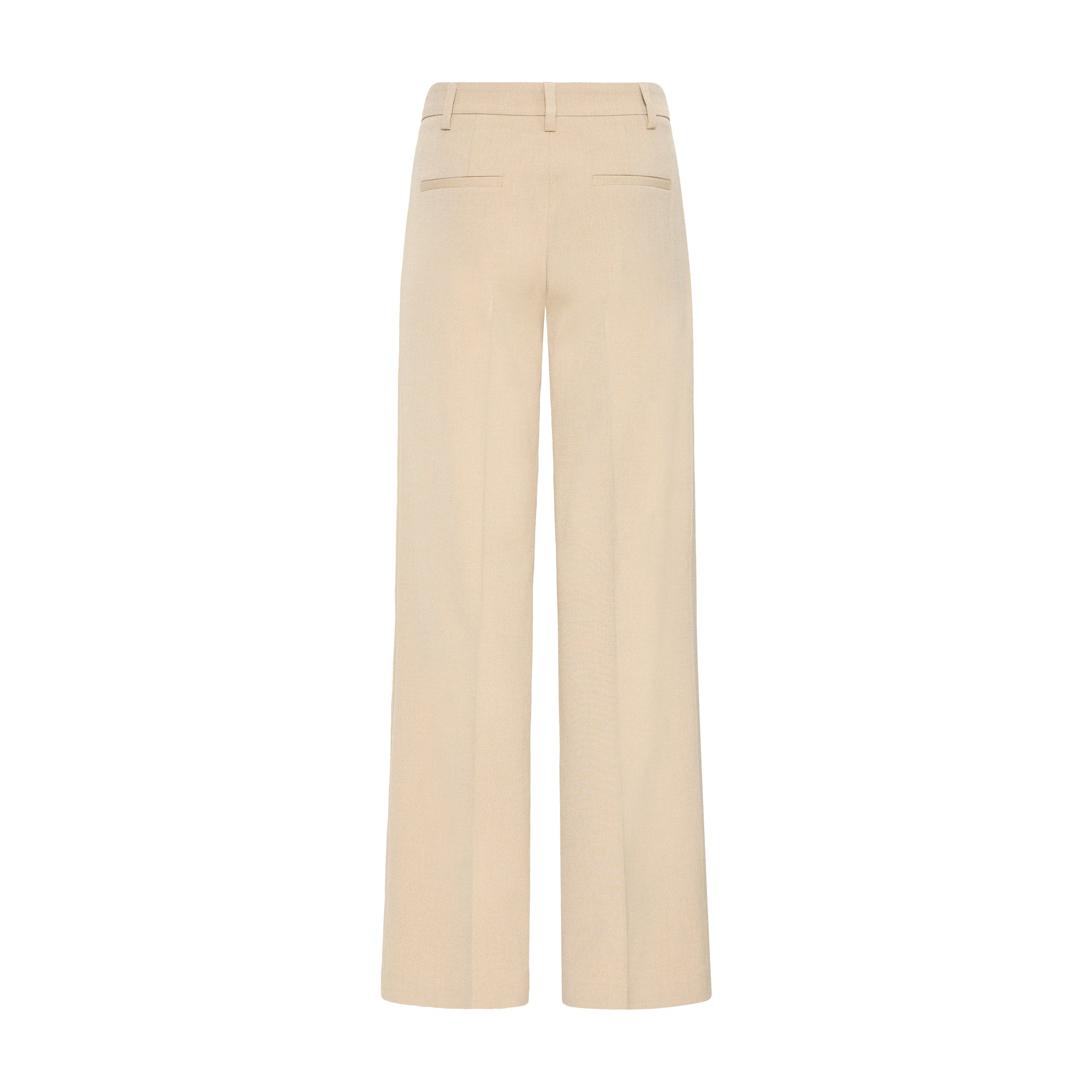 Beige wide leg bukser i Sandshell Melange, set bagfra med to baglommer