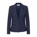 Kort navy blazer Bindy fra Pulz forfra med reverskrave, én knap og lommer