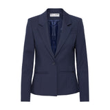 Kort navy blazer Bindy fra Pulz forfra med reverskrave, én knap og lommer