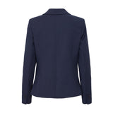 Kort navy blazer Bindy fra Pulz bagfra med syninger og to knapper ved ærmerne
