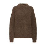 Brun Georgie pullover fra Pulz i farven Espresso med høj hals, set forfra