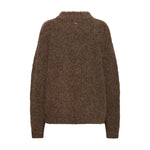 Brun Georgie pullover i Espresso set bagfra med lille metalmærke i nakken