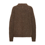 Brun Georgie pullover i Espresso set bagfra med lille metalmærke i nakken