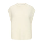 Beige vest Georgie Slipover fra Pulz i Birch Melange set forfra med rund hals og ribkanter