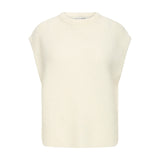 Beige vest Georgie Slipover fra Pulz i Birch Melange set forfra med rund hals og ribkanter