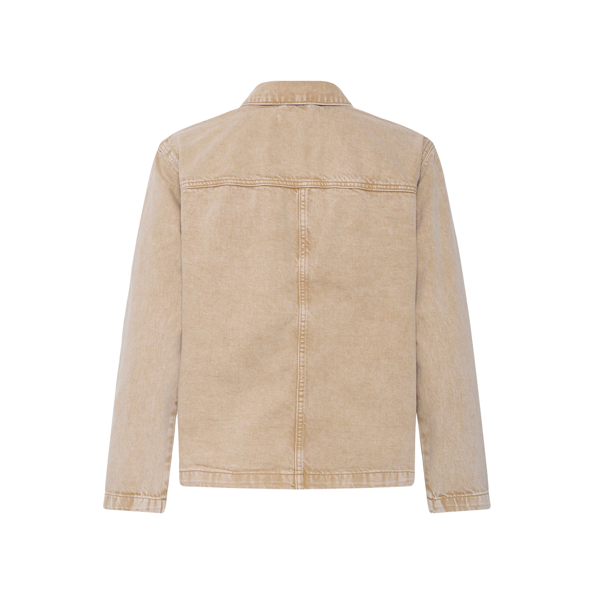 Beige jakke fra Pulz set bagfra med sømme på ryggen