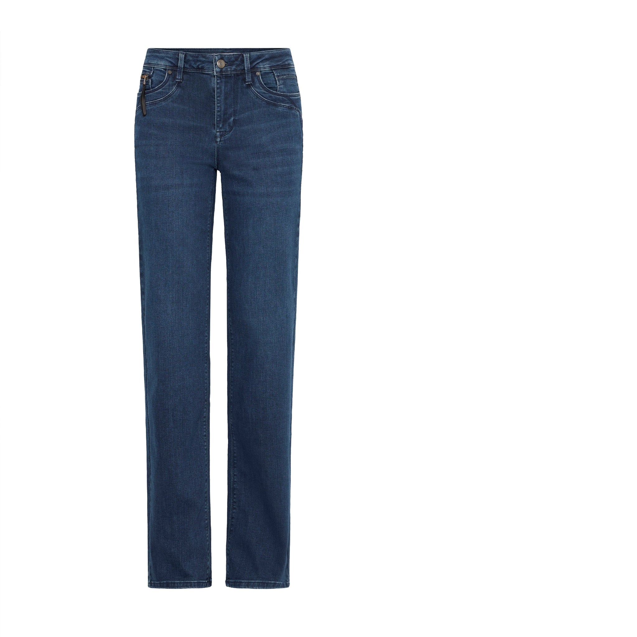 Mørkeblå Karolina straight leg jeans med høj talje fra Pulz set forfra