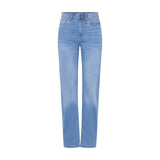 Lyseblå Kayla straight leg jeans fra Pulz med høj talje set forfra