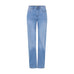 Lyseblå Kayla straight leg jeans fra Pulz med høj talje set forfra