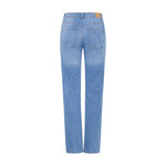 Lyseblå Kayla straight leg jeans fra Pulz set bagfra med to baglommer