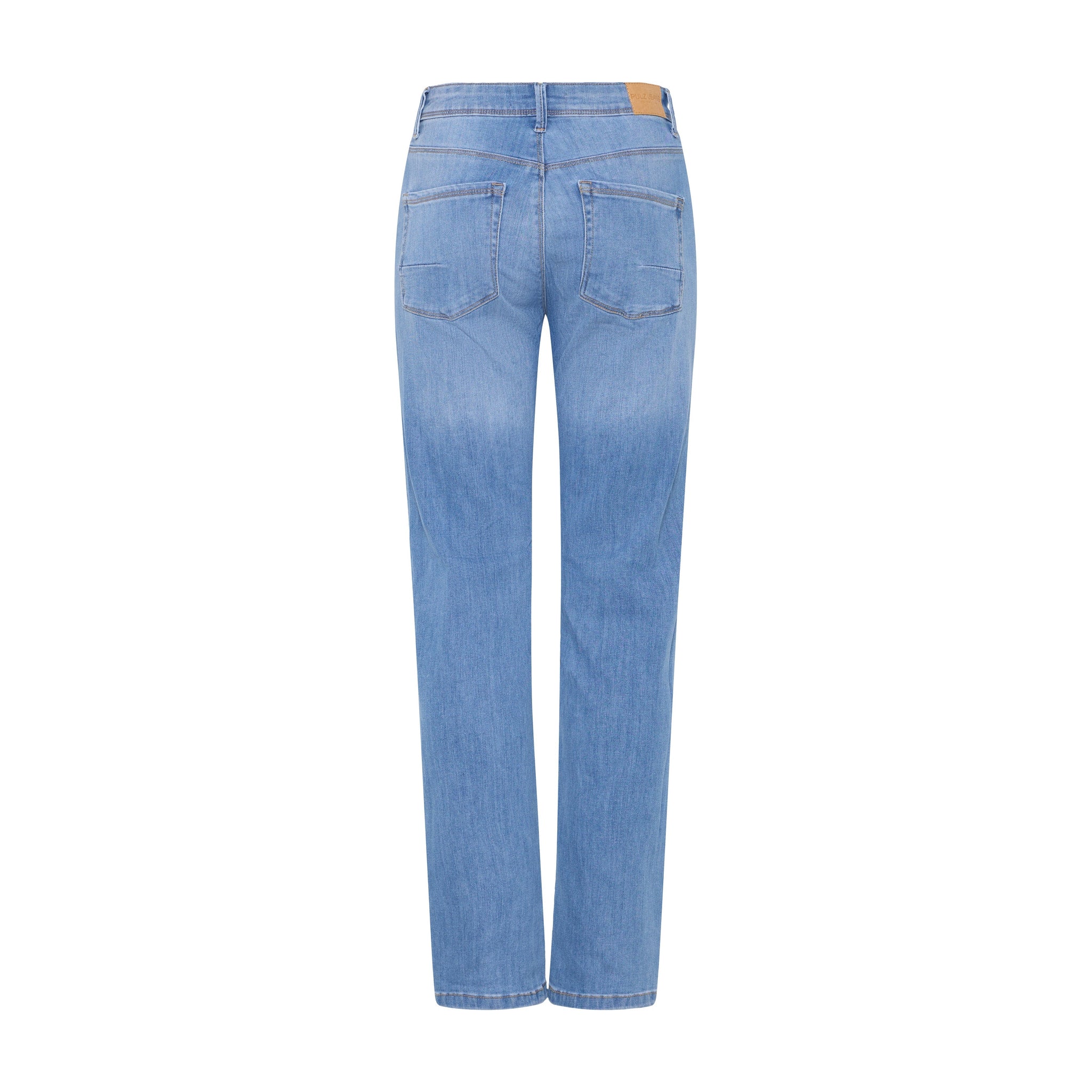 Lyseblå Kayla straight leg jeans fra Pulz set bagfra med to baglommer