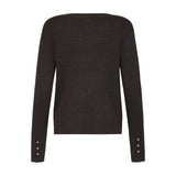 Brun pullover set bagfra med tre sølvfarvede knapper ved hver ærmekant