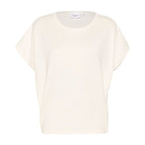 Lys kortærmet pullover Mila fra Saint Tropez i farven Ice med rund hals, set forfra