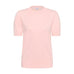 Pink kortærmet pullover fra Saint Tropez i strik med rund hals og let puffede ærmer, set forfra