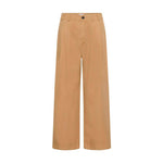Brune wide leg bukser Parkers Pant fra Saint Tropez i Tigers Eye set forfra med læg, knap og bæltestropper