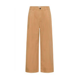 Brune wide leg bukser Parkers Pant fra Saint Tropez i Tigers Eye set forfra med læg, knap og bæltestropper