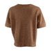Brun kortærmet strik Doanna Knit i Acorn Melange fra Six Ames set bagfra med fluffy overflade og ribkant