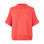 Pink kortærmet strik Doanna Knit i Sorbet fra Six Ames med fluffy overflade, set forfra