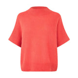 Pink kortærmet strik Doanna Knit i Sorbet fra Six Ames med fluffy overflade, set forfra
