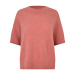 Pink kortærmet strik Doanna Knit fra Six Ames i Rosewood Pink Melange set forfra med rund hals og ribkanter