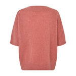Doanna Knit i pink Rosewood Pink Melange set bagfra med korte ærmer og ribkant forneden