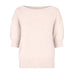 Beige strik Moi Knit fra Six Ames i Oatmeal Beige med bred halsudskæring og korte ærmer, set forfra