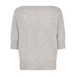 Beige strik Moi Knit i Warm Grey Beige set bagfra med brede ribkanter på ærmer og forneden