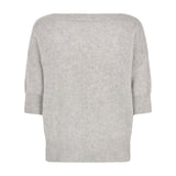 Beige strik Moi Knit i Warm Grey Beige set bagfra med brede ribkanter på ærmer og forneden