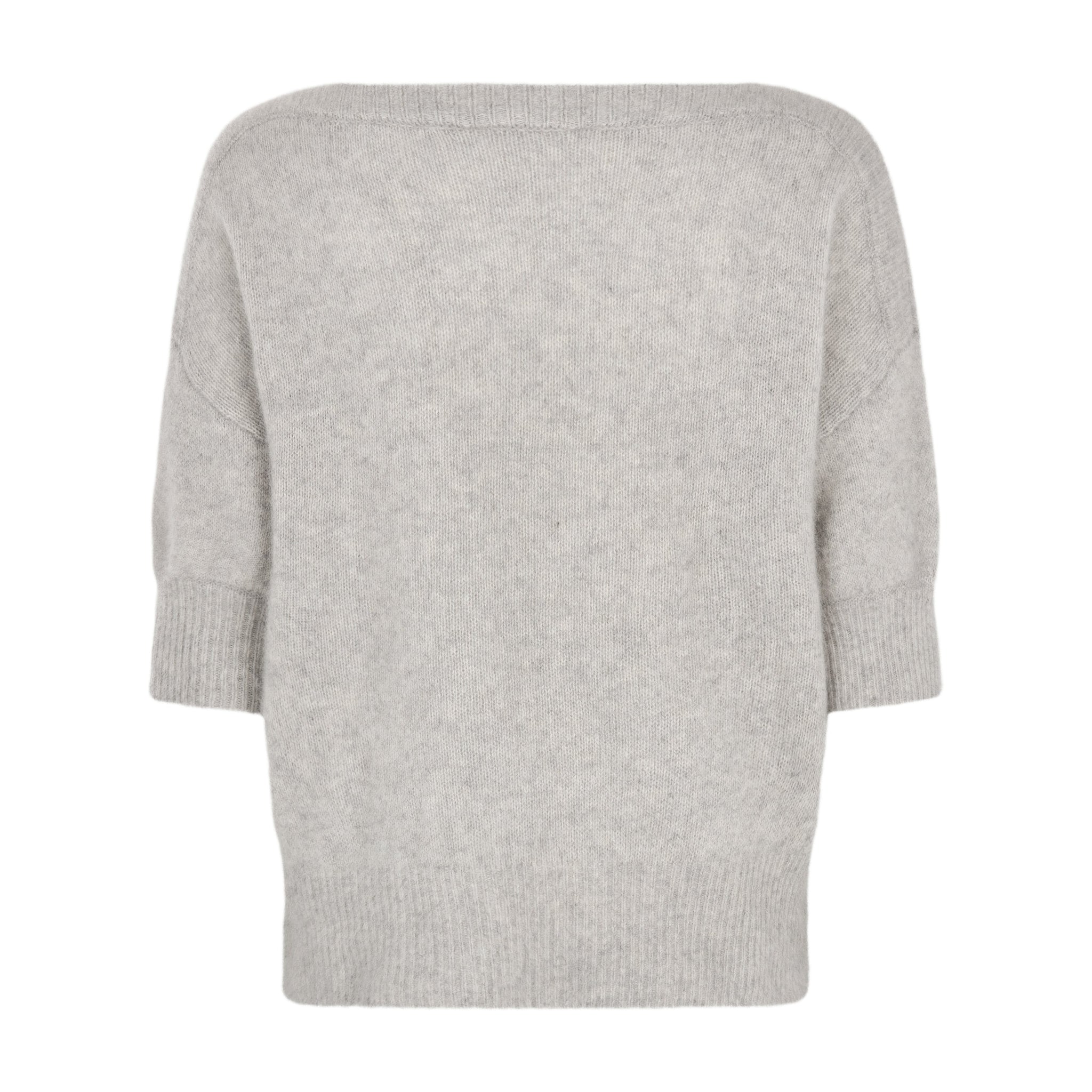 Beige strik Moi Knit i Warm Grey Beige set bagfra med brede ribkanter på ærmer og forneden