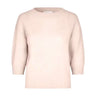 Beige strik Mona Knit fra Six Ames i Oatmeal Beige med rund hals, vide ærmer og ribkanter, set forfra