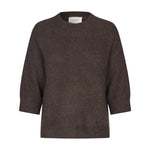Brun strik Ola Knit fra Six Ames i Espresso Brown med rund hals og vide ærmer, set forfra