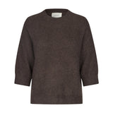Brun strik Ola Knit fra Six Ames i Espresso Brown med rund hals og vide ærmer, set forfra
