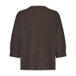 Brun strik Ola Knit fra Six Ames i Espresso Brown med ribkant ved ærmer og kant, set bagfra