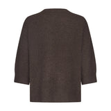 Brun strik Ola Knit fra Six Ames i Espresso Brown med ribkant ved ærmer og kant, set bagfra