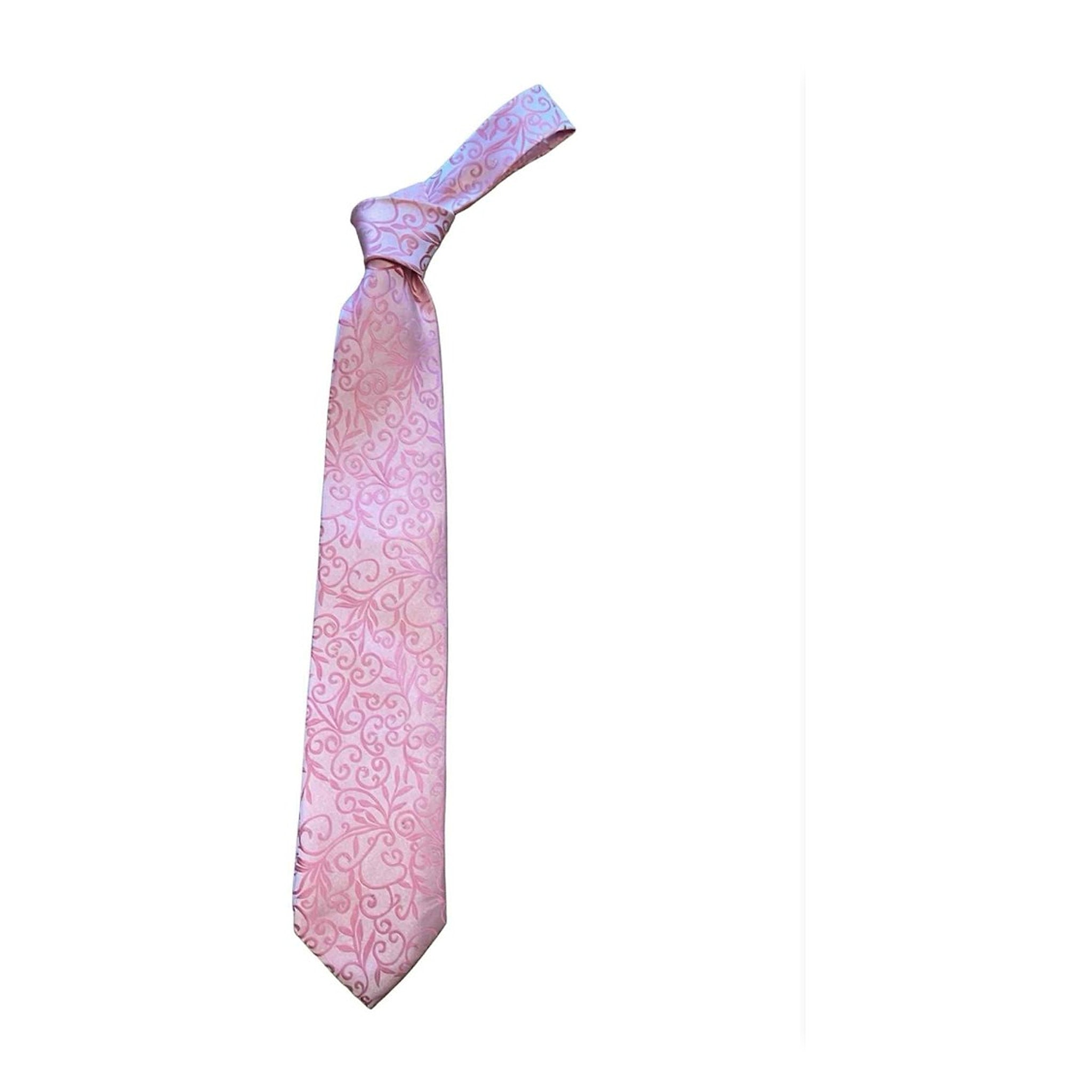 Pink slips i farven Bubble Gum med snirklet rankemønster, bundet med knude, set forfra