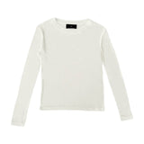 Hvid langærmet t-shirt Josefine LS Tee i Cream White fra WithBlack med rund hals, lagt fladt forfra