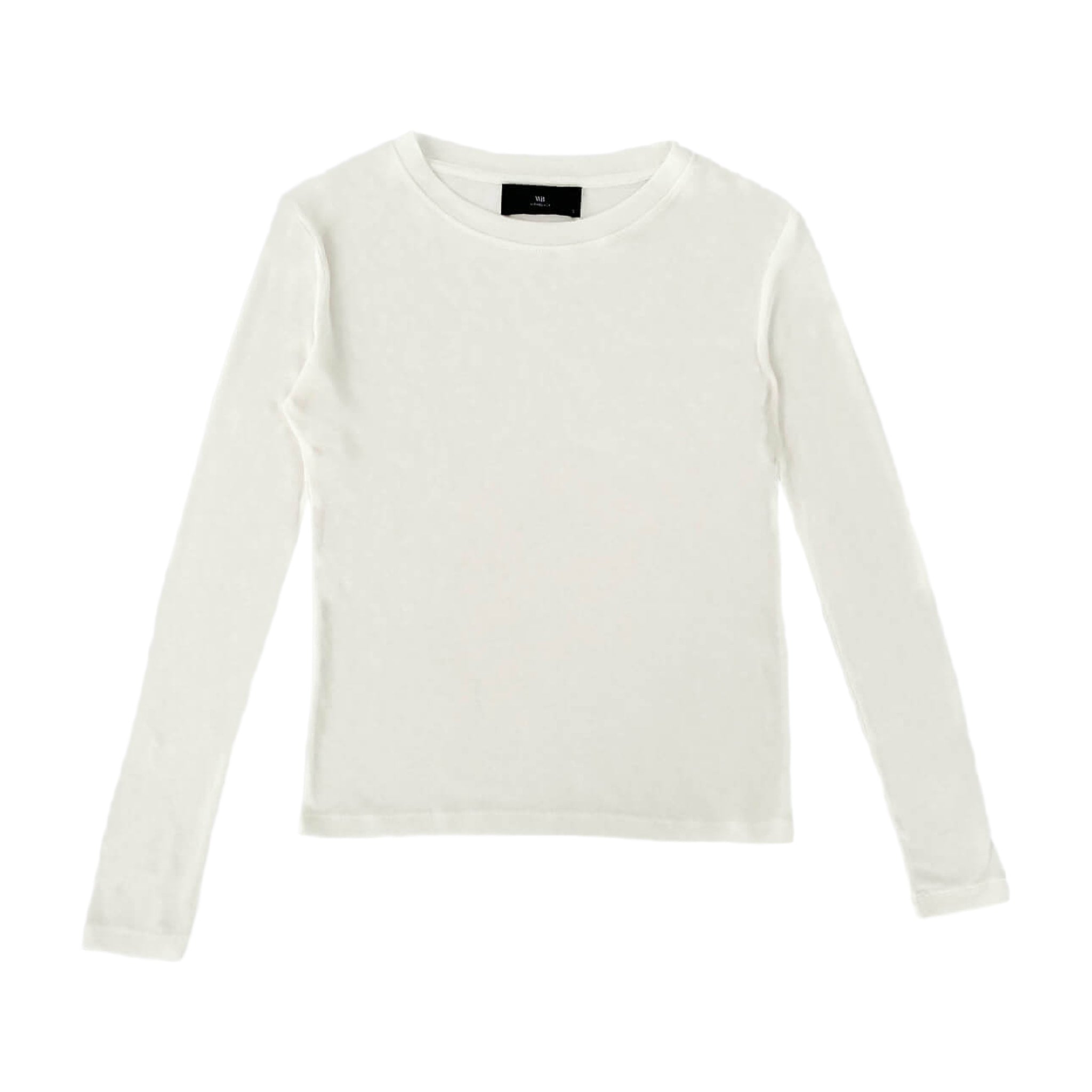 Hvid langærmet t-shirt Josefine LS Tee i Cream White fra WithBlack med rund hals, lagt fladt forfra