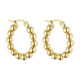 Big Bobble Hoops øreringe i guld fra Wolff Jewelry, runde hoops af blanke kugler med hængslet lukning