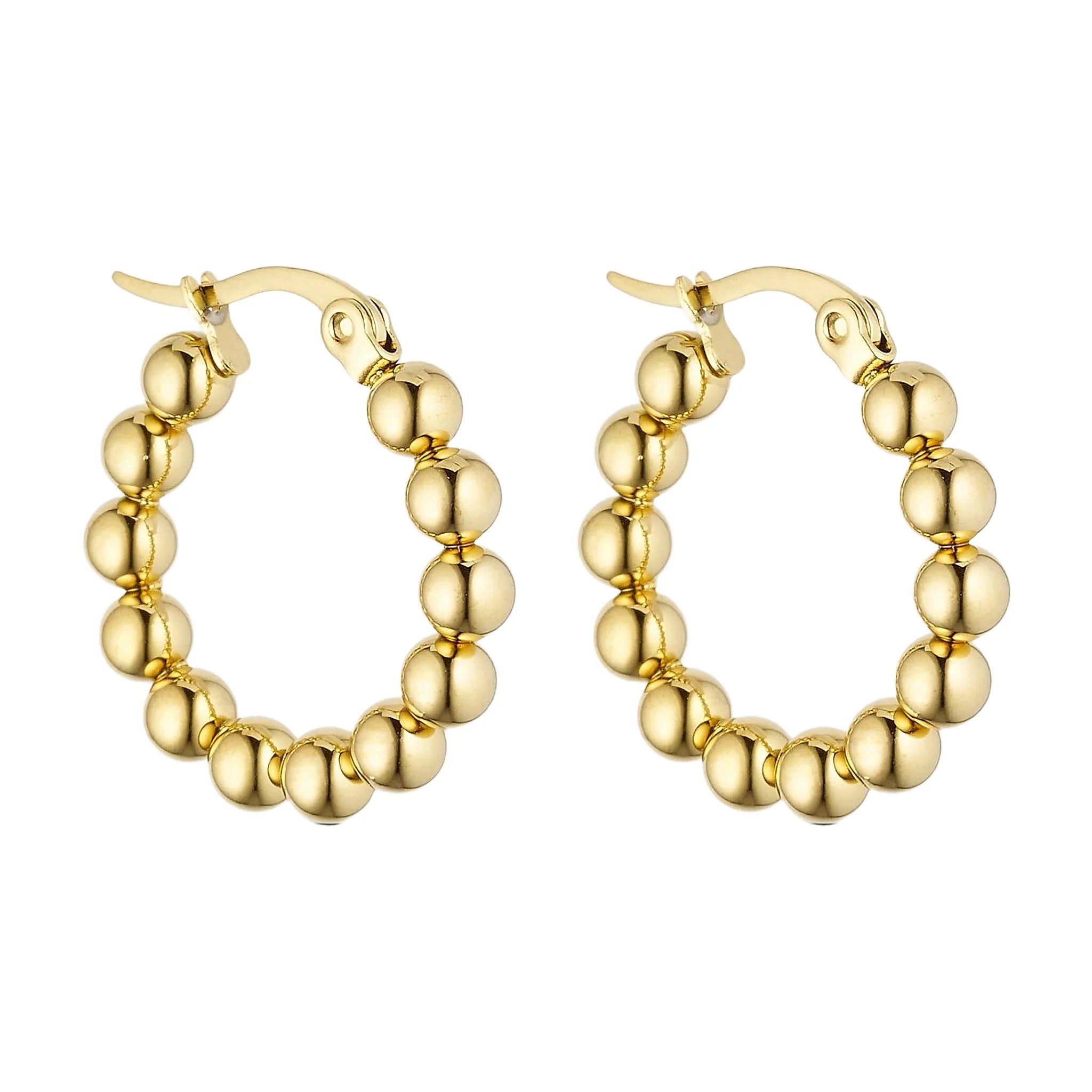Big Bobble Hoops øreringe i guld fra Wolff Jewelry, runde hoops af blanke kugler med hængslet lukning