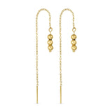 Boble Chain Earring i guld fra Wolff Jewelry – ørering med kæde, stift og tre små kugler på lys baggrund