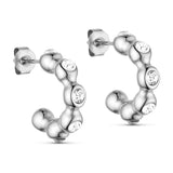 Sølvfarvede øreringe Boble Crystal Hoops fra Wolff Jewelry med bobleform og klare sten, set fra siden