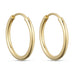 Guld øreringe Classic Hoops 20mm fra Wolff Jewelry, glatte runde creoler set forfra på lys baggrund